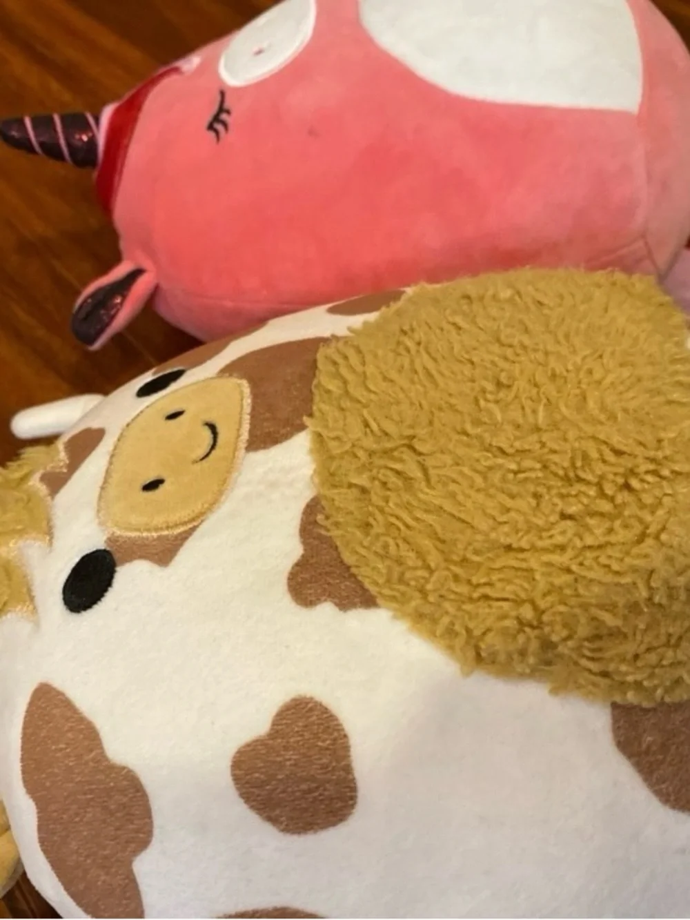 Squishmallows Pink and Brown Cow Plush Pillow Pair